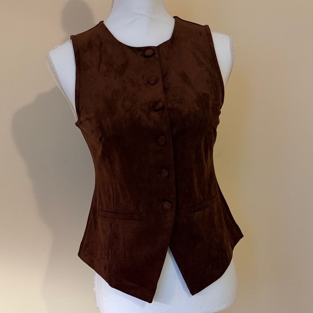 Rachel Zoe Dark Brown Faux Suede Women's Vest NWOT XS